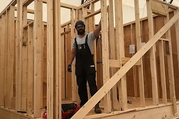 Wood frame construction of a new home in Coquitlam